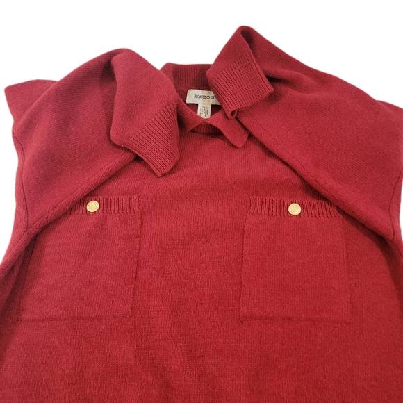 Vintage Ricardo Lenzi Size Medium to Large Angora and Lambswool Red Sweater - Picture 4 of 7